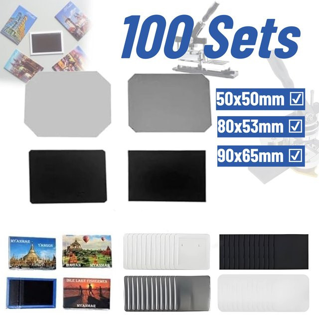 100 Sets Rechteckige Magnetbedarf Verbrauchsmaterialien für Bastelarbeiten und Kühlschrankmagnete B/H: 50 x 50 mm, 80 x 53 mm und 90 x 65 mm - Bild 1