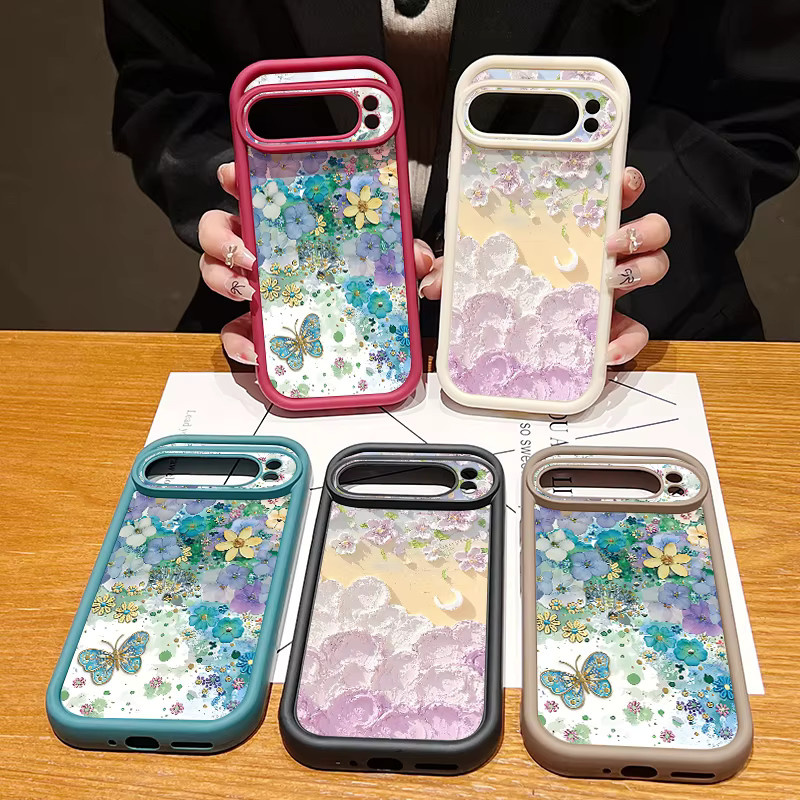 Stoßfeste TPU-Silikon Schutzhülle mit Blumenmuster für Google Pixel 9, 8 Pro, 9 Pro XL und 8A in Multicolour und Schwarz - Bild 3