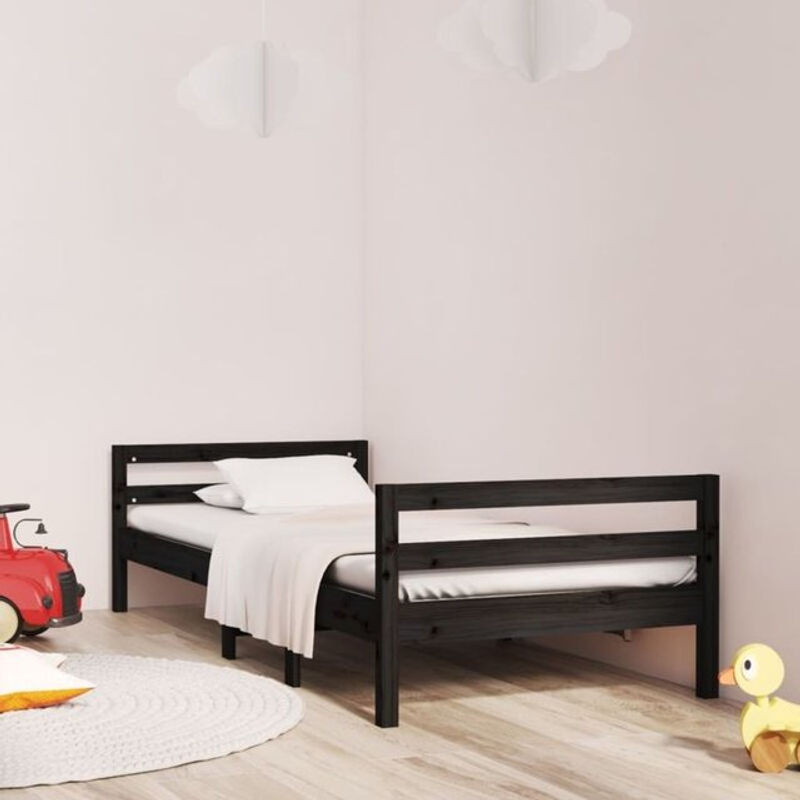Massivholzbett Vidaxl aus Kiefer in Schwarz, B: 75 cm, L: 190 cm - Bild 1