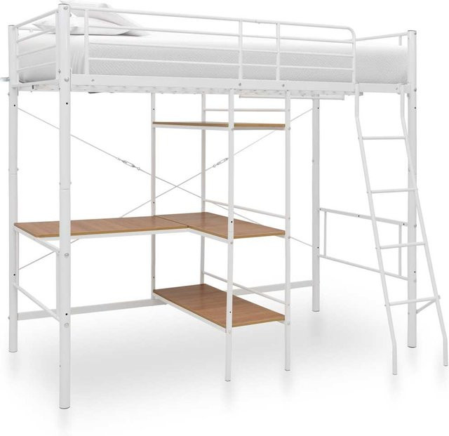 Etagenbett mit Schreibtischrahmen von VD Home Furnishing aus Metall in Weiß und Braun, B/T/H: 90 x 200 cm - Bild 1