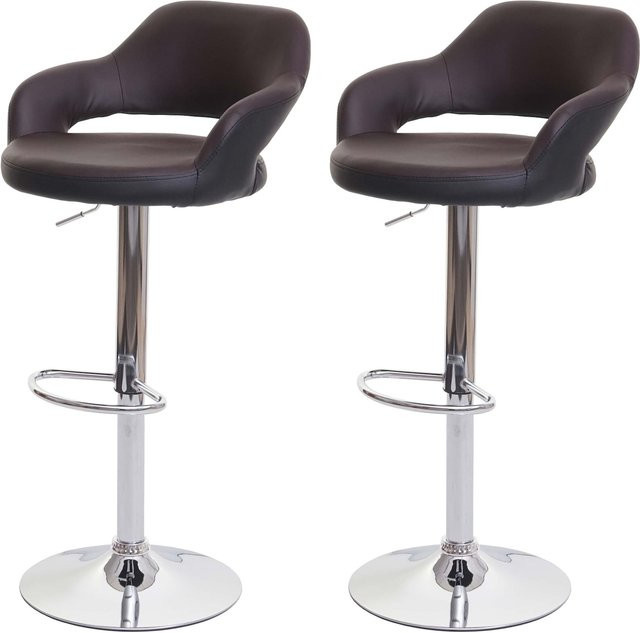 2er-Set MCW Barhocker MCW-F16 Drehhocker mit Lehne aus Kunstleder in Braun-Schwarz - Bild 1