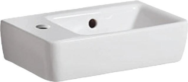 Geberit Handwaschbecken Renova Compact Weiß mit Hahnloch links und Überlauf - Bild 1