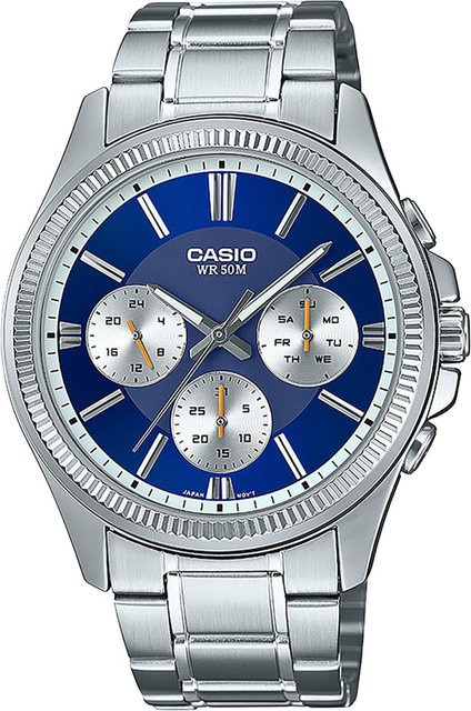 Casio Herrenuhr, Quarz, Edelstahl, Blau, 44 mm, 5 ATM - Bild 1