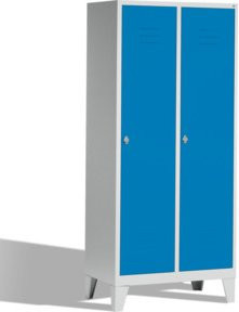 C+P Umkleidespind Classic mit 2 Abteilen auf Füßen, Front Lichtblau und Korpus Lichtgrau, H x B x T: 185 x 81 x 50 cm - Bild 1