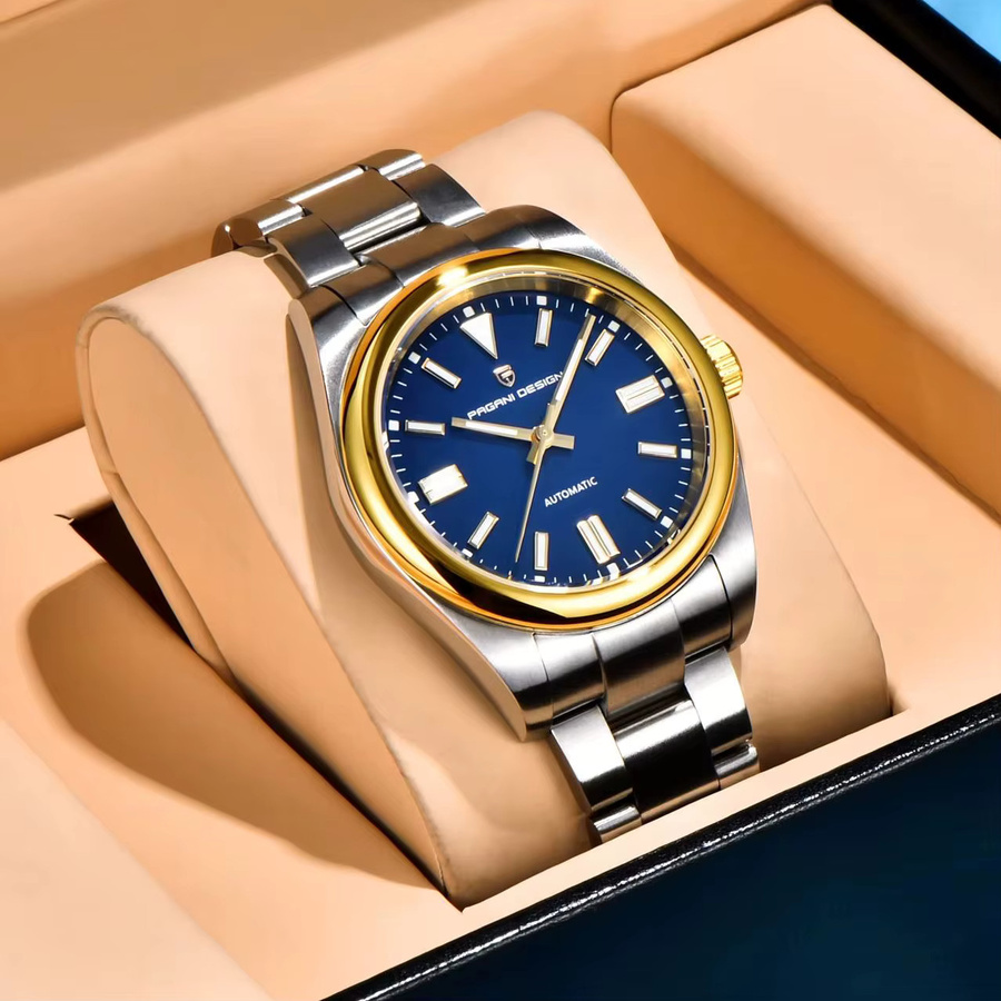 PAGANI DESIGN Armbanduhr, Automatik, Edelstahl, Gold-Blau, 40 mm, Herren - Bild 2