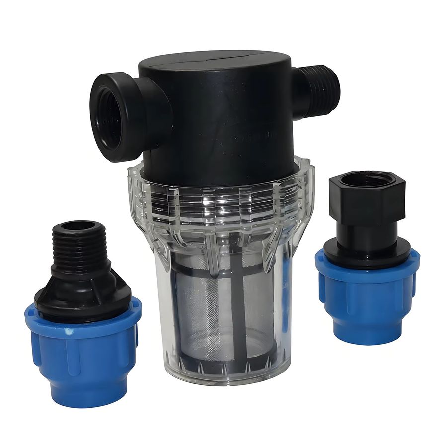 3er Set Garten Bewässerungsset mit Wasserfilter, Rohrverbindern und Wassertankstecker für 20mm Rohre aus Kunststoff - Bild 4