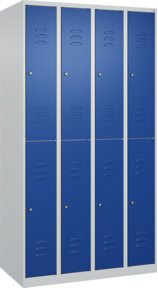 C+P Doppelstock-Spind Classic PLUS mit 4 Abteilen, Stahlkonstruktion mit Zylinderschloss, Farbe: Lichtgrau/Enzianblau, H x B x T: 185 x 100 x 50 cm - Bild 1