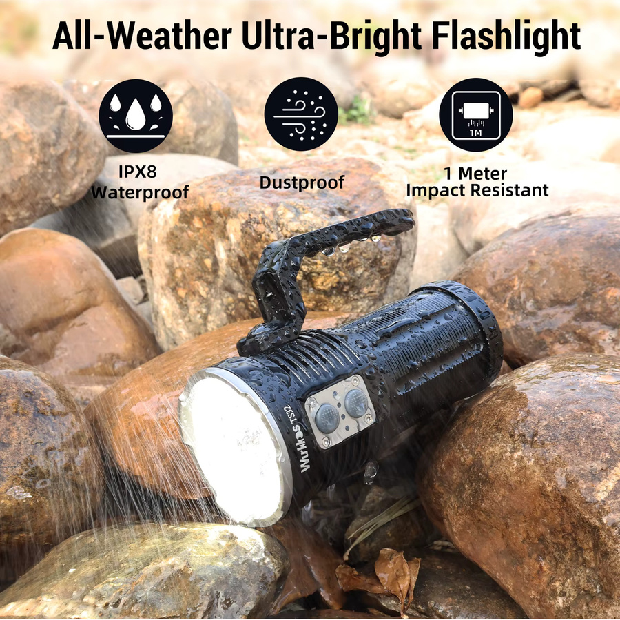 Wurkkos TS32 Taschenlampe in Schwarz mit 12000 lm, Dual-Switch-System, IP68 wasserdicht und wiederaufladbar - Bild 6