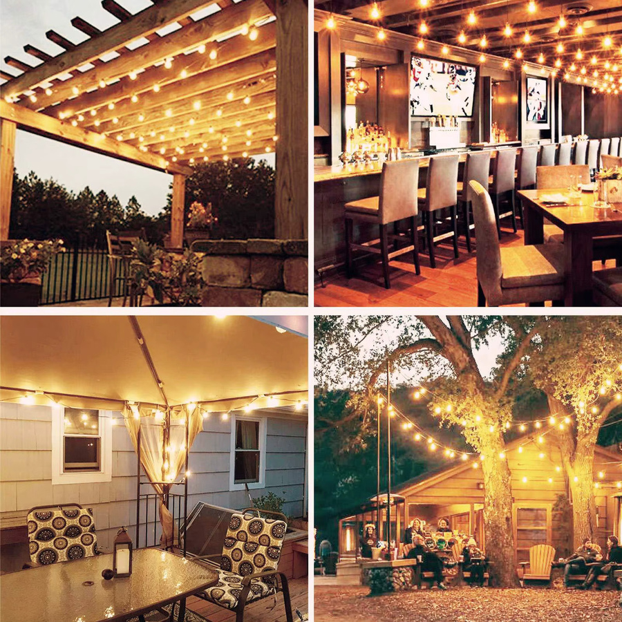 G40 LED-Lichterkette für den Außenbereich mit warmweißen Glaskugeln, wasserdicht IP44, bruchsicher, transparent, ideal für Garten, Terrasse und Dekoration - Bild 6