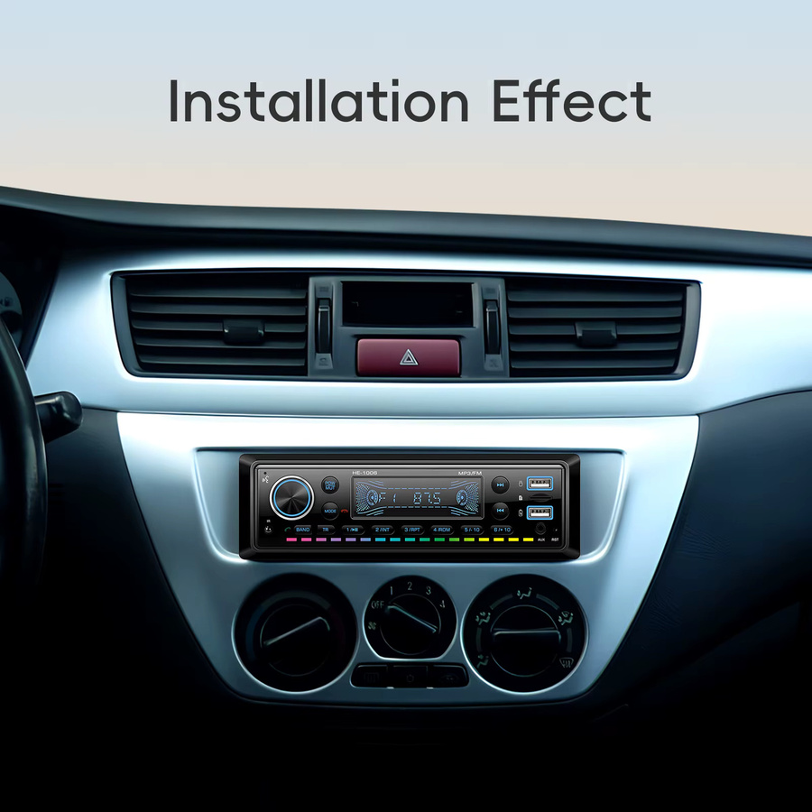 Podofo 1 Din Universal Auto MP3 Autoradio mit Bluetooth, AUX-IN, USB und FM Radio in Schwarz - Bild 2