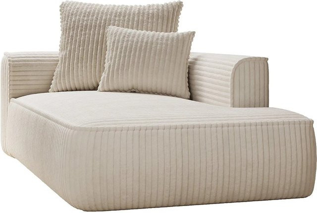 Vente-unique Recamiere Pineta ohne Schlaffunktion in Beige aus grob geripptem Cord, Breite: 180 cm - Bild 1