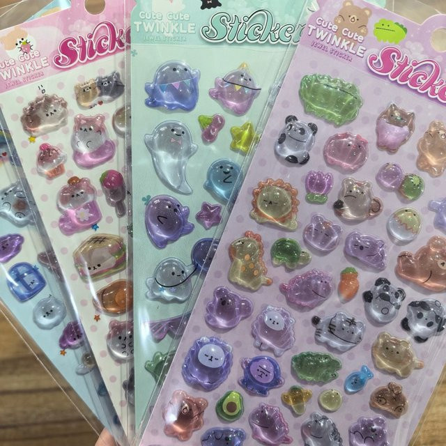 4 Blatt niedliche Tier-Sticker mit Gelee-Textur in Multicolour von Sticker Story Store - Bild 1