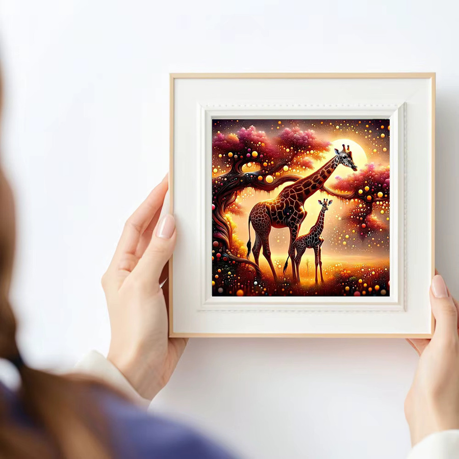 Huacan Diamantgemälde Giraffenbaum Tierlandschaft Diamantmosaik Mehrfarbig B/H: 20 x 20 cm - Bild 3
