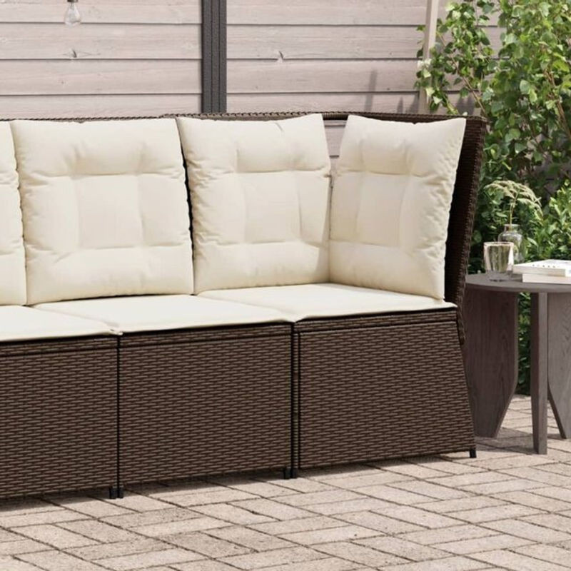 Vidaxl Garten-Ecksofa aus Poly-Rattan mit Kissen in Braun - Bild 1