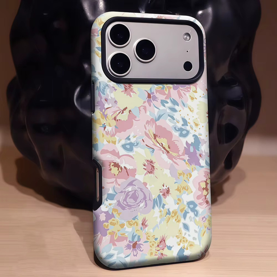 Robuste iPhone Hülle mit Farbblüten-Design für Apple iPhone 17 16 15 14 13 Pro Max Plus, magnetische ein- und zweilagige Schutzhülle, Multicolour - Bild 2