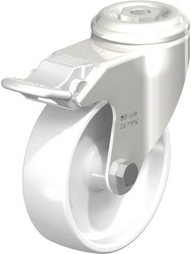 Blickle Lenkrolle LKRXA-PO 101G-11-FI mit Feststeller aus Edelstahl in Weiß, Rad-Durchmesser: 100 mm, Tragfähigkeit: 120 kg - Bild 1