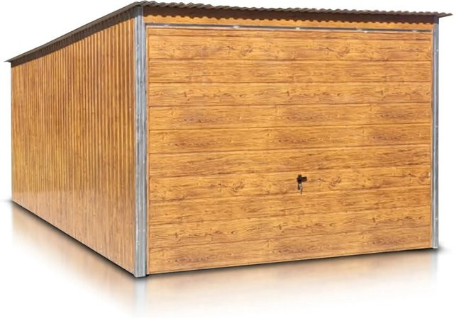 Liderstal Einzelgarage Basic aus Trapezprofilblech in Holzoptik Braun, B: 300 cm, T: 500 cm, H: 213 cm - Bild 1