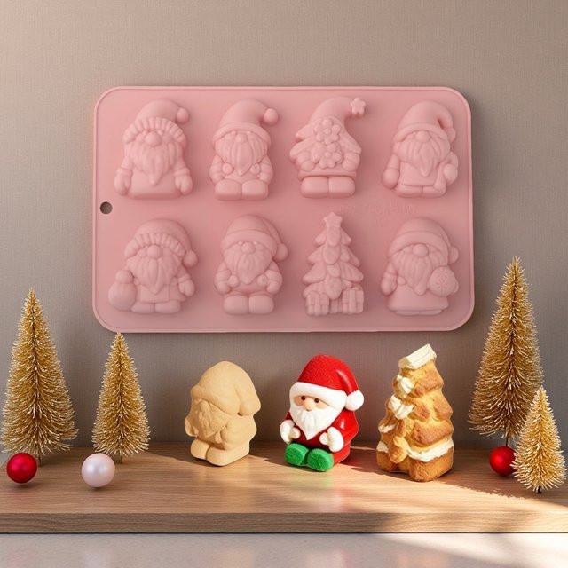 Meibum Silikonform Weihnachtsmann für Mousse, Kuchen und Pudding in Pink - Bild 1