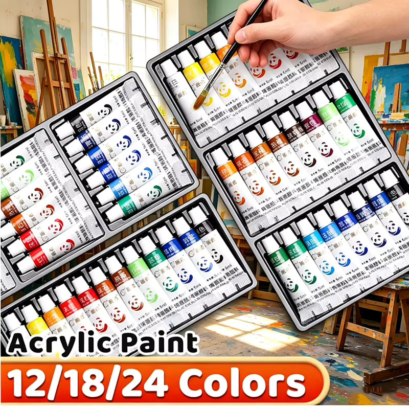 Acrylfarben-Set mit 12 bis 36 Farben in Multicolour, wasserfeste Kunstfarben für DIY-Handwerk, Zeichnen und Malen auf Leinwand, Stein oder Stoff, 5 ml oder 12 ml pro Tube - Bild 2