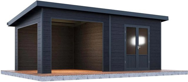 Finnhaus Wolff WPC Gartenhaus Tona 6030 28 in Anthrazit Grau, B/H/T: 654 x 252 x 340 cm - Bild 1