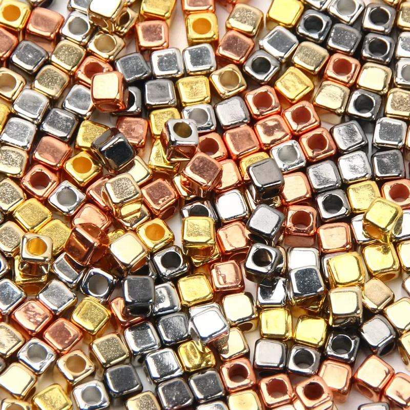 Laudsong Distanzperlen, quadratisch, golden, versilbert, 4 mm - Bild 4