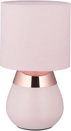 Relaxdays Nachttischlampe aus Eisen und Stoff in Rosa mit Touch-Funktion, Höhe: 32 cm, Durchmesser: 18 cm