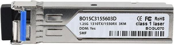 BlueOptics SFP Transceiver UACC-OM-SM-1G-S-1310 kompatibel mit Ubiquiti Networks, Singlemode Fiber, LC-Simplex, 1000BASE-BX-U, TX1310nm/RX1550nm, 3KM, DDM, Farbe: Silber - Bild 1