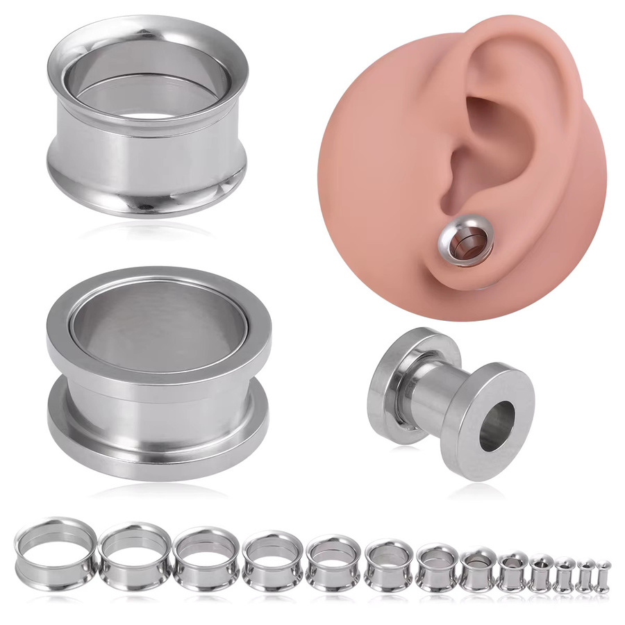 HONGTU BOBY JEWELRY Dehnungsohrringe, Edelstahl, Silber, Unisex, 3–25 mm - Bild 2