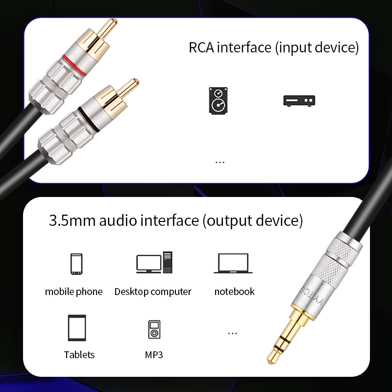 RUZUO Audio Kabel 3,5mm Klinke auf 2 RCA Stereo Aux Splitter für Verstärker und Heimkino, Schwarz - Bild 5