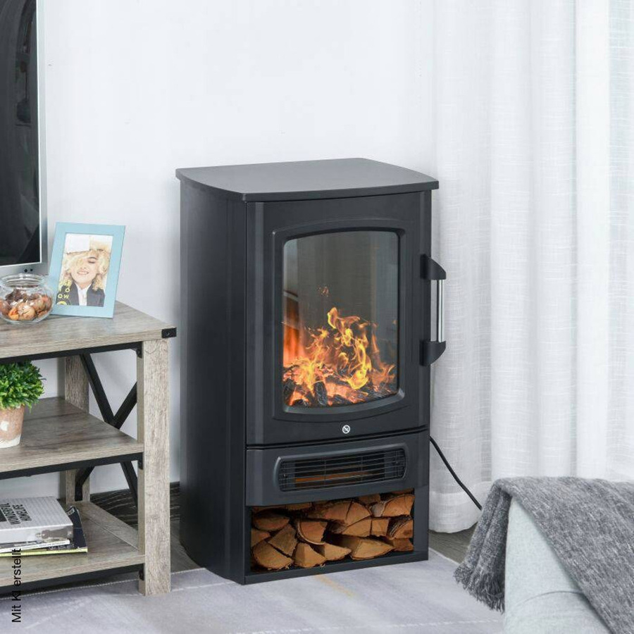 HOMCOM Elektrokamin mit Flammeneffekt und Thermostat in Schwarz, B/H/T: 44,5 x 74 x 32,1 cm - Bild 4