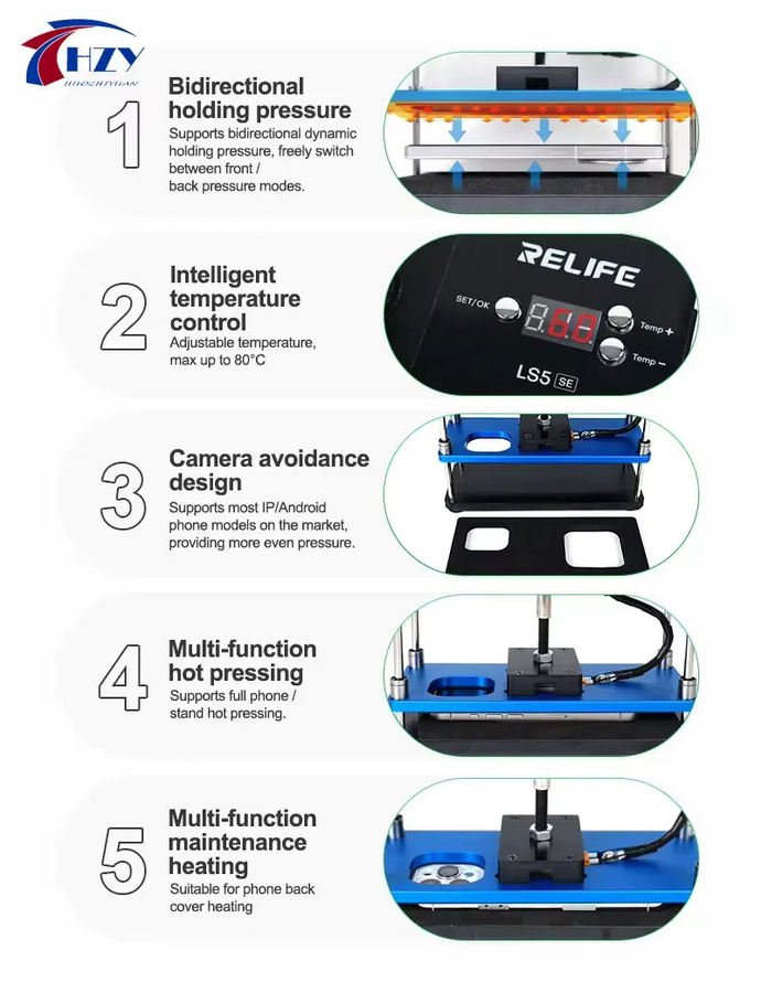 RELIFE LS5 SE Heizplattform mit Druckfunktion für die Handy-LCD-Bildschirm-Laminierung und Rückseiten-Druckset Reparaturwerkzeuge - Bild 5