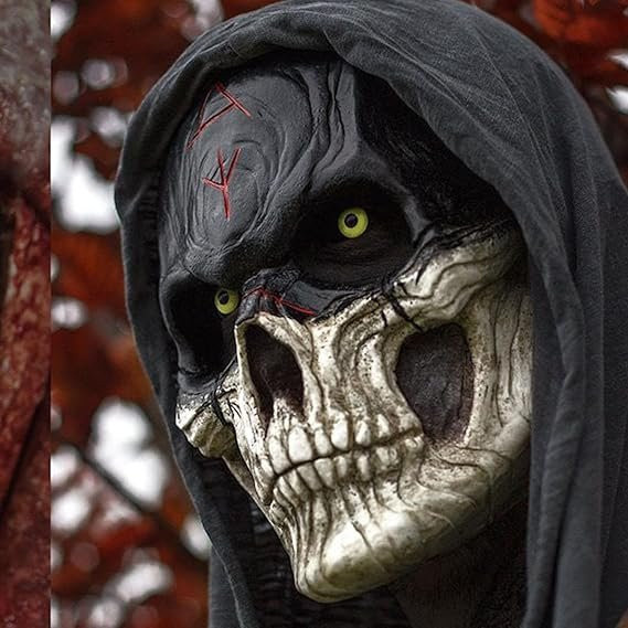 Halloween Horror Blutige Krieger Totenkopf Maske, Schwarz, One Size - Bild 1