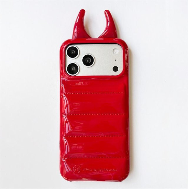 Leder-Handyhülle für iPhone 15 Pro Max 14 13 17 16 Pro in Rot mit Rinderhörner-Design - Bild 1