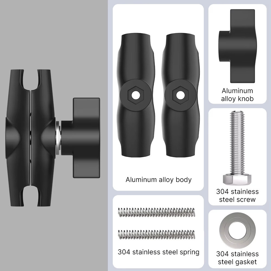HONGDAK Aluminium Legierung Doppel Buchse Arm für 25mm Kugelkopf Halterung, Schwarz - Bild 4