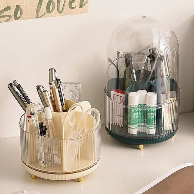 Transparente Kosmetik-Aufbewahrungsbox aus Acryl mit Deckel und Gitterdesign für Make-up, Pinsel und Lippenstift - Bild 1
