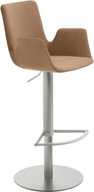 Mayer Sitzmöbel Barstuhl mit Armlehnen in Braun mit Edelstahlgestell, B/T/H: 53 x 51 x 83 cm - Bild 1