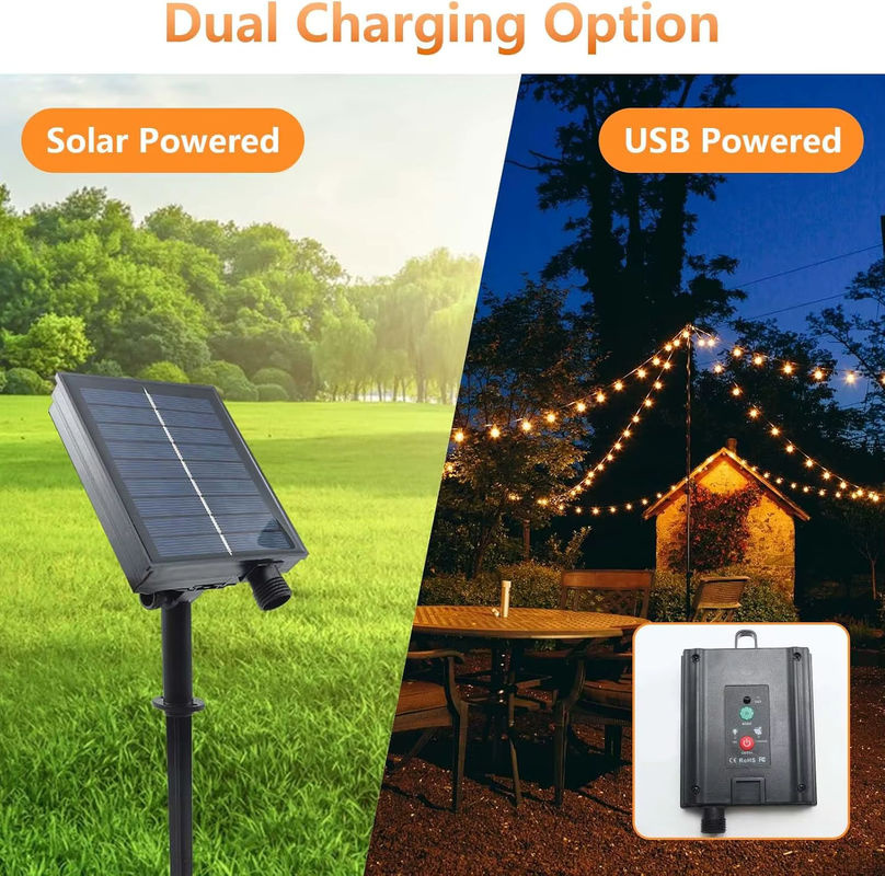 Mexllex LED-Lichterkette Solar mit Fernbedienung und USB, Warmweiß, IP65 wasserdicht, 11,7 m oder 8,9 m für Garten, Terrasse und Balkon - Bild 5