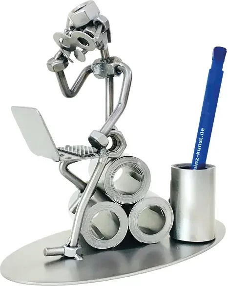 Hinz & Kunst Schraubenmännchen Stiftehalter aus Metall in Silber - Bild 1