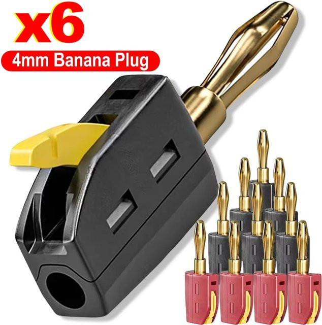 KAFNHCKA Bananenstecker 4mm mit 32A Schnellanschluss für Audio-Lautsprecher und Verstärker, Schwarz - Bild 1