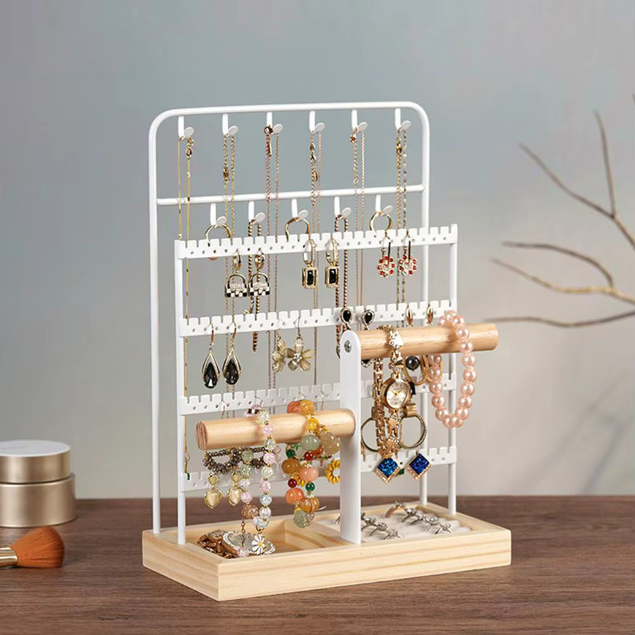 BLUELANS Schmuckständer aus Metall in Weiß für Ohrringe, Ringe, Halsketten und Armbänder als Organizer und Ausstellungsständer - Bild 3