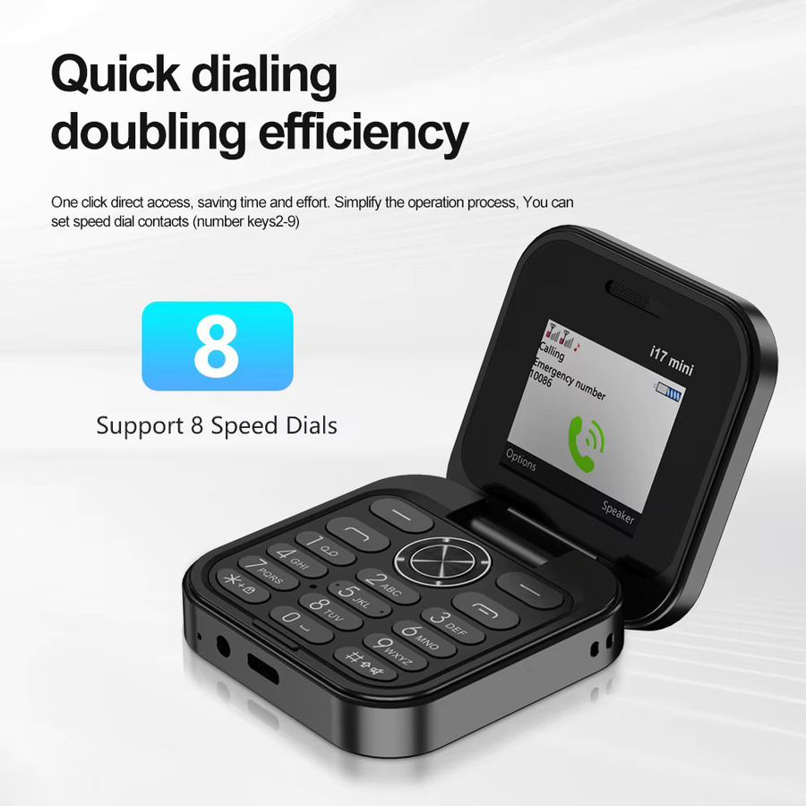 SERVO I17 Mini Dual-SIM Klapphandy in Schwarz mit 2G-Netzwerk, Videoplayer, Taschenlampe und FM-Radio - Bild 3
