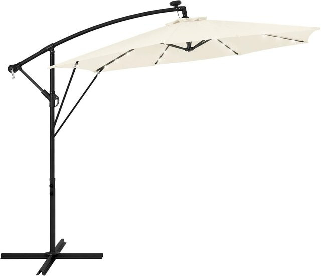 ML-Design Ampelschirm aus Aluminium mit LED-Solar in Beige, Durchmesser: 300 cm - Bild 1
