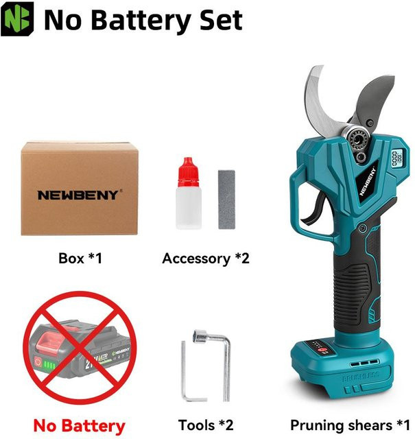 NewBeny Elektrische Astschere mit bürstenlosem Motor für Makita Akku, 75mm Schneidkapazität aus SK5 Stahl und Kohlenstoffstahl, ideal für Obstbäume und Bonsai - Bild 1