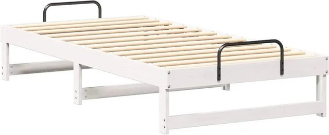 vidaXL Bettrahmen aus massivem Kiefernholz in Weiß, B/T/H: 90 x 190 x 30 cm - Bild 1