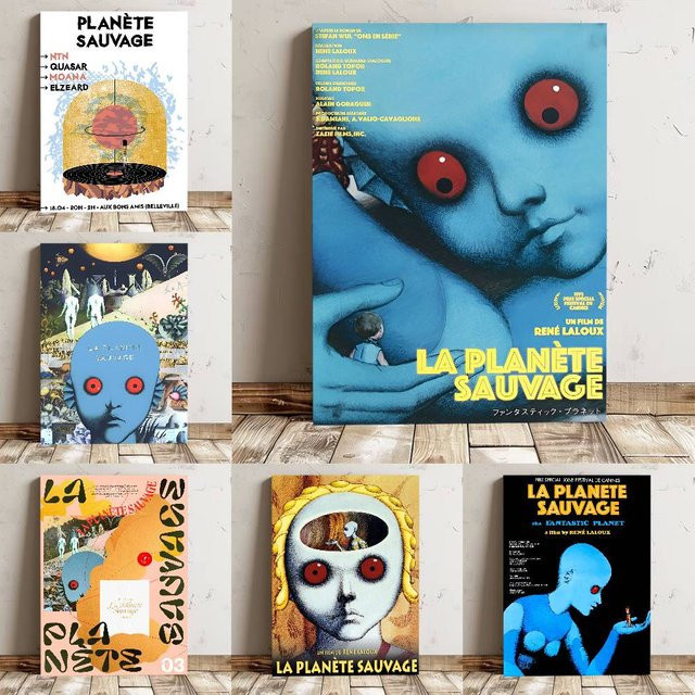 La Planete Sauvage Poster Fantastischer Planet Wandkunst Aufkleber Retro Abstract Multicolour - Bild 1
