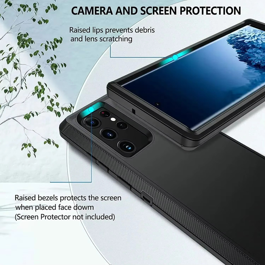 3in1 Rugged Armor PC-Schutzhülle mit Clip-Box-Abdeckung für Samsung Galaxy S25 S24 S23 S22 S21 S20 Ultra Plus FE Note 20 10 9 8 in Schwarz - Bild 5