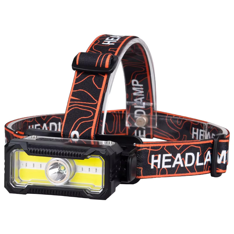 ESMARTER LED-Stirnlampe in Schwarz, wiederaufladbarer wasserdichter Scheinwerfer mit 6 Modi und Typ-C-Anschluss für Camping, Angeln und Notfälle - Bild 2