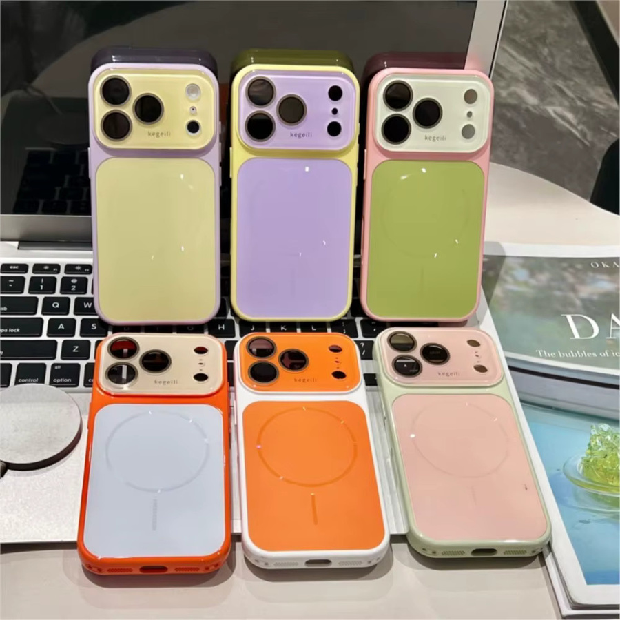 Candy AG Color Blocking MagSafe Wireless Charging Case für iPhone 17 16 15 14 13 12 Pro Max Glänzende Kristall-Glatte Hartschale in Multicolour - Bild 4