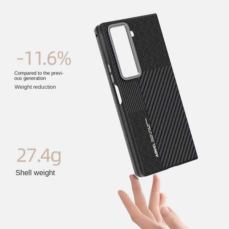 Magnetische kabellose Ladehülle aus Kohlefaser für Samsung Galaxy Z Fold 7, 6 und 5 SE, MagSafe-kompatible Schutzhülle aus PC und TPU, Farbe: Schwarz - Bild 3