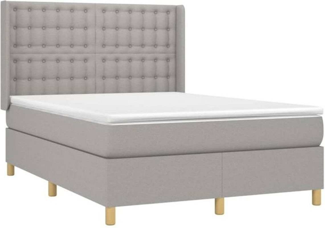 Vidaxl Boxspringbett mit Matratze in Grau aus Stoff und Holzwerkstoff B/T/H: 140 x 200 x 118 cm - Bild 1